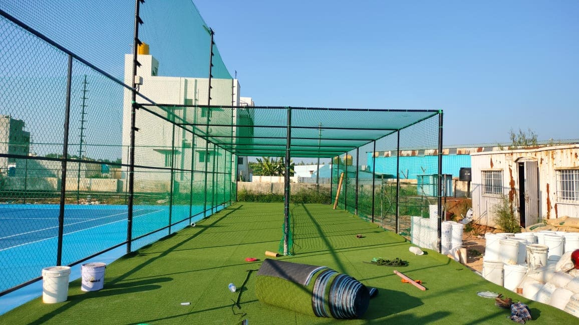 High-impact terrace cricket practice net enclosure in Bangalore
