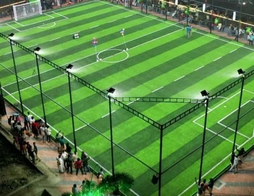 Sports boundary and multi-sport court netting installation